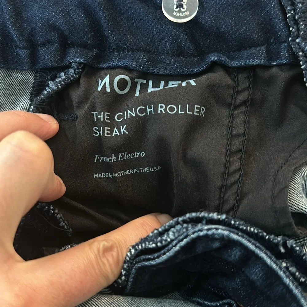Mother Cinch Roller Sneak Size 24 Anthropologie Wide Leg Jeans Dark Wash - Picture 7 of 9